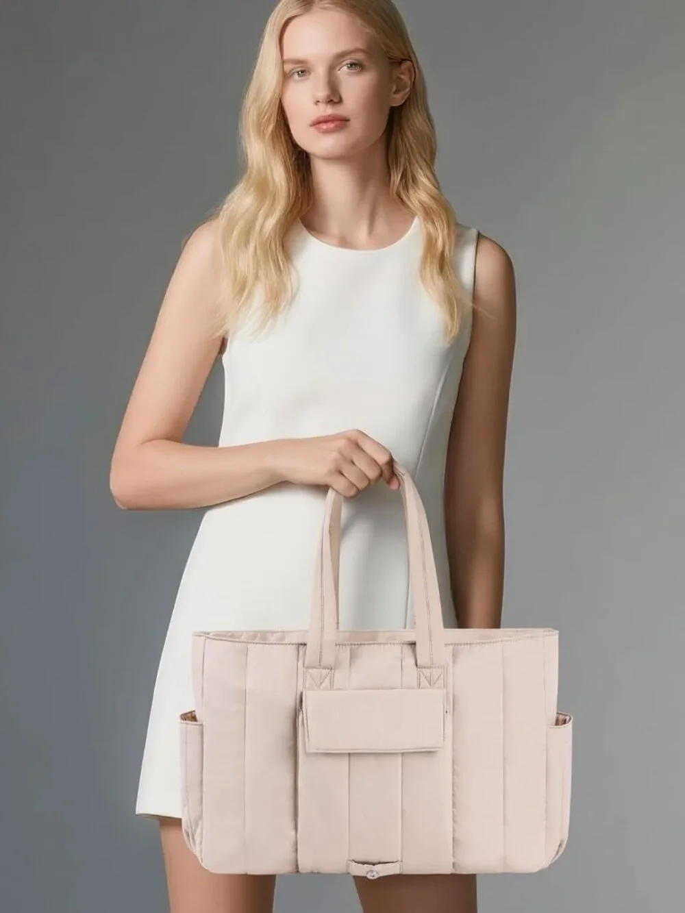 Kahki Puffy Tote: Stylish, Spacious, & Durable for Work, Travel & Gym
